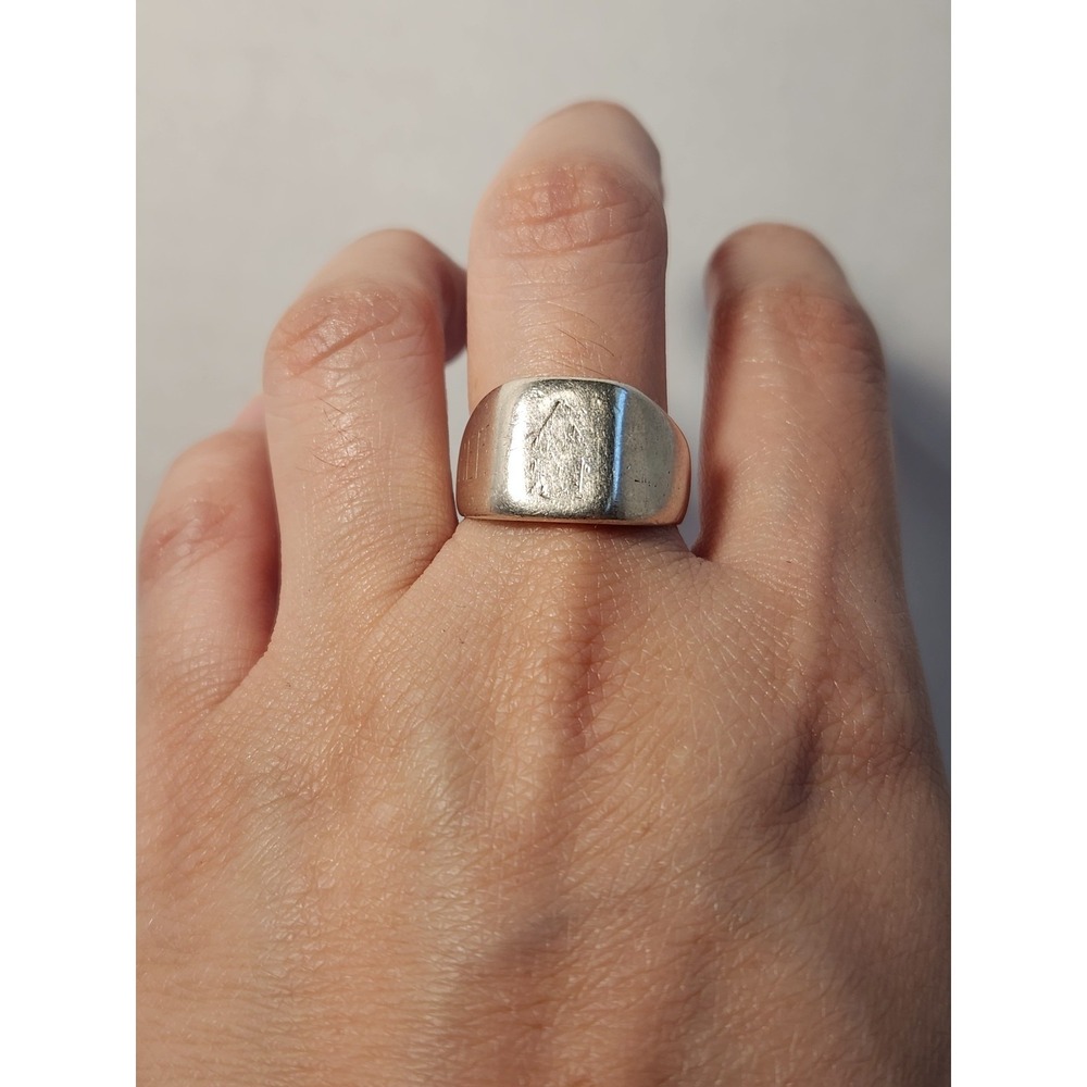 1970's VTG 10K Solid White Gold Signet Ring 9.69g Sz9.25 Navy Vet CPD Estate - Picture 14 of 16
